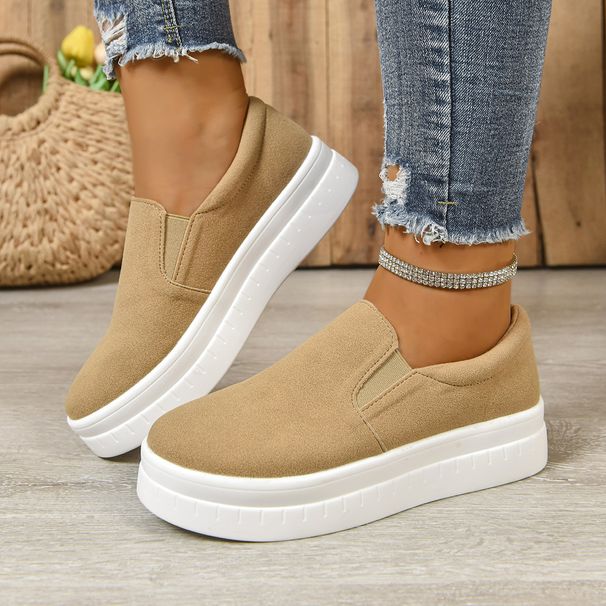 Women's Thick Soled Loafers Autumn New Style Plus Size Platform Slip On Casual Comfortable Single Shoes Size 43_vogvips.com