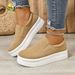 Women's Thick Soled Loafers Autumn New Style Plus Size Platform Slip On Casual Comfortable Single Shoes Size 43_vogvips.com