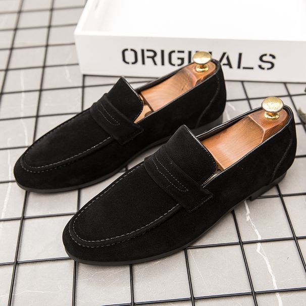Men Dress Shoes Loafers Suede Pointed Toe Low Heel Fashion Business Casual Breathable Wedding Daily Dress Shoes Zapatos Hombre_vogvips.com