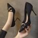 Women's High-heeled 2026 Spring And Autumn New Style Pointed-toe Soft Leather With Thin Heels, Unique Design, Elegant_vogvips.com