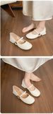 Shallow Single Shoes Women's Thick Heel Soft Sole Temperament With Skirt Gentle French Mary Jane Shoes_vogvips.com