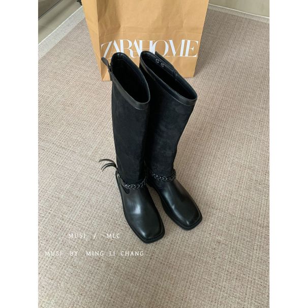 2025 New Autumn Winter French Style Genuine Leather High Women Square Toe Chunky Heel Riding Over-the-Knee Long Boots_vogvips.com