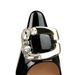 1235-K52 Style Banquet Women's Patent Leather Shallow Mouth Pointed Metal Rhinestone Belt Buckle Middle Heel Thick_vogvips.com