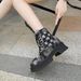 Lace Up Platform Ankle Boots Women's Autumn New Arrival Chunky Heel Plus Size Cowboy Boots 43_vogvips.com