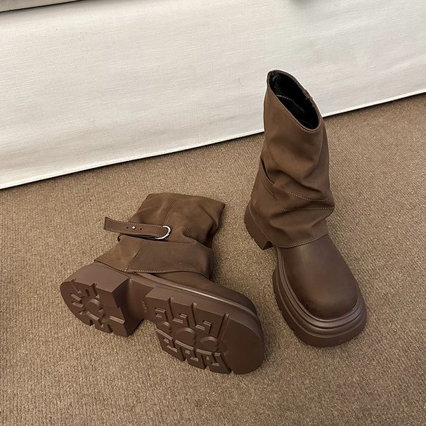 Melard Thick-Soled Martin For Women 2025 New Autumn British Style Height-Increasing Stacked Fashionable Cuff Boots_vogvips.com