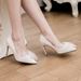 Pearl Bow Detail Wedding Dress Shoes Champagne High Heels Women's White Wedding Footwear Elegant Bridal Footgear_vogvips.com
