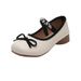 Women's Round Head Cowhide Women's Casual Single Shoes Flat Shoes Low Heel Single Shoes Rhinestone Princess Shoes Evening Shoes_vogvips.com