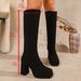 Winter High Heeled Fashion Boots For Women Plus Size Slimming High Top Chunky Heel New Style European And American_vogvips.com