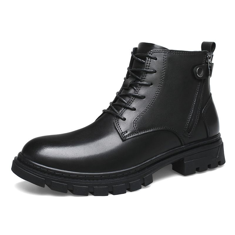 Men's Shoes Top Layer Men's High Top Martin Boots Retro Tooling Boots Flat Boots_vogvips.com