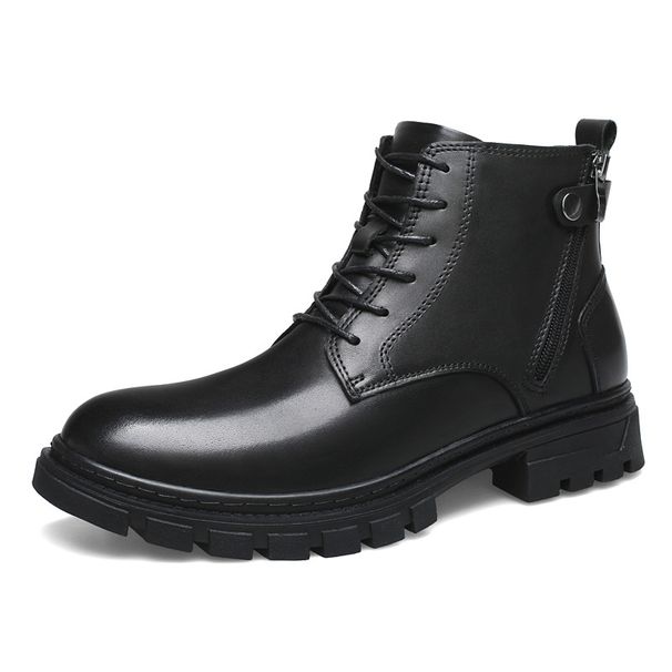 Men's Shoes Top Layer Men's High Top Martin Boots Retro Tooling Boots Flat Boots_vogvips.com