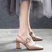 Pointed High Heeled Sandals For Women 2023 Summer New Top Layer Cowhide Thick Heeled Fairy Shoes With Closed Toe And Hollow Back Fashion Shoes_vogvips.com