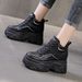 Women's Martin With Hidden Height Increase 8cm, Short Boots For Petite Women, British Style, 2023 Autumn Winter New_vogvips.com