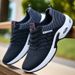 Men's Black Grey Knit Air Cushion Sneakers Breathable Non-Slip Lightweight Casual Running Shoes For Daily Walking Work_vogvips.com