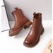 Soft Leather Slim For Women 2024 New Flat Back Zipper Spring Autumn Single Winter Fleece Lined Martin Boots Cotton Shoes_vogvips.com