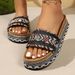 Woven, Platform, Open Toe Flip Flops, Summer New Style, Plus Size, Fabric, Ethnic Style Sandals For Women._vogvips.com