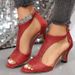 simple And Stylish Back-zipper Bag-heel Peep-toe Shoes Women's Summer Side-cutout_vogvips.com