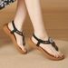 New 2026 Spring Bohemian Wind Wood Beads With Drills, Light And Comfortable Sweat-proof Mother Sandals_vogvips.com