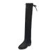 Over-the-Knee For 2020 Autumn Winter New Slimming Long Fleece-Lined Flat Elastic Leather Boots Women_vogvips.com