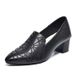 Soft-soled Pointed Single Shoes Women's Mid-heel Season Embroidered Commuter Women's Shoes Comfortable Thick-heeled Soft Leather Mother Shoes_vogvips.com