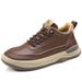Wide Toe Casual For Men New Genuine Leather Sneakers High Top Trendy Versatile Fleece Lined Warm Cotton Shoes_vogvips.com