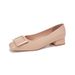 Classic Square Buckle Thick Heel Gentle Wind Square Head Elegant Temperament Nude Single Shoes Women_vogvips.com