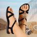 Women's Bohemian Flower Beaded Sandals - Comfortable Soft Sole Elastic Ankle Strap, Casual Summer Dress Shoes For Wedding_vogvips.com