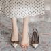 French-style Elegant Bow High-heeled Shoes For Women, Plaid Embossed Design, Thin Heel, Pointed Toe, Shallow Cut,_vogvips.com