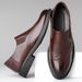 Euro Step 2025 New British Carved Brogue Work Business Casual Formal Men's Slip-On Leather Shoes_vogvips.com