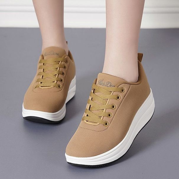 Women's Thick-Soled Casual Sneakers 2025 Spring And Autumn New Korean Style Low-Top Dad Round-Toe Lace-Up Running Shoes_vogvips.com