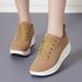 Women's Thick-Soled Casual Sneakers 2025 Spring And Autumn New Korean Style Low-Top Dad Round-Toe Lace-Up Running Shoes_vogvips.com