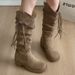 2025 Autumn Tassel Knight Thick Heel Over-the-Knee Long Slimming Slouch High Boots Women_vogvips.com