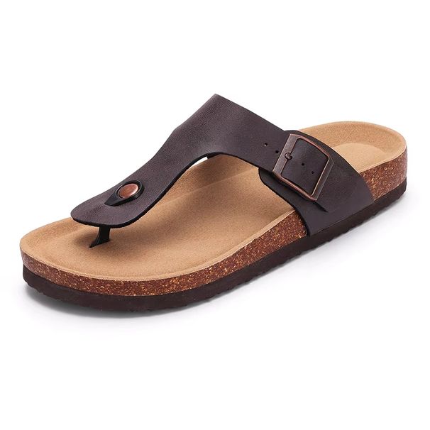 Crestar Women's Suede Clogs Lady Fashion Buckle Leather Mules Comfort Cork Footbed Potato Shoes With Arch Support Beach Sandal_vogvips.com