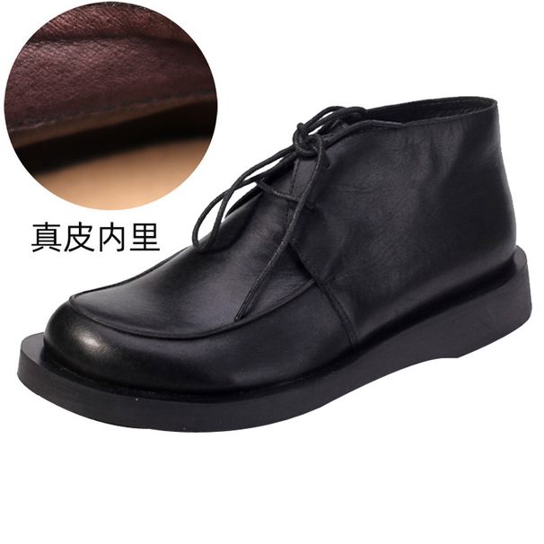 Casual High-Top For Men Genuine European And American Style Workwear Leather Handmade Top Layer Cowhide Round Toe Thick_vogvips.com