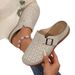 Cross-Border Plus Size Women's 2025 Summer New European And American Style Closed-Toe Metal Buckle Hollow Solid Color_vogvips.com