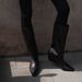 Women's Square Toe Knee-High Boots - Chunky Low Heel Riding Boots | PU Chelsea Boots | Effortless Pull-On Style | Minimalist Mid-Calf Boots_vogvips.com