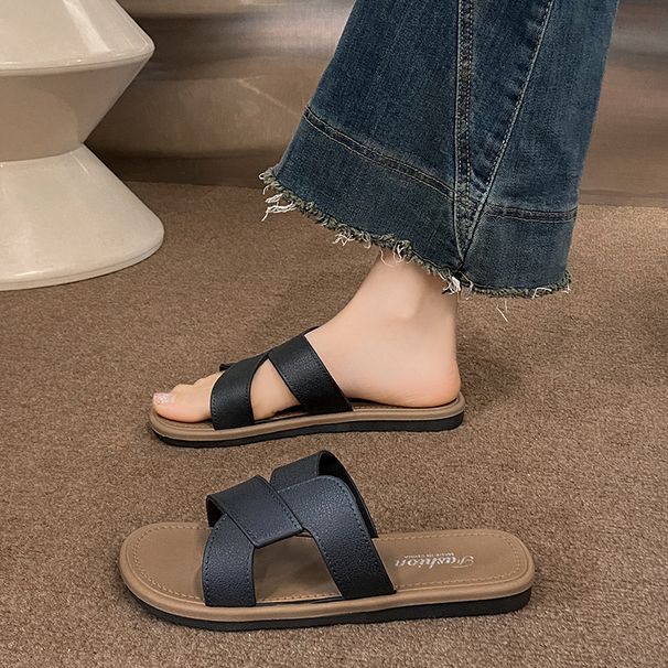 Cross-border Hot Item 2025 New Model Cross-strap Summer Outdoor Wear, Flat-soled, Non-slip, Fashionable Women's Sandals_vogvips.com