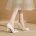 Women's Shoes Elegant Pointed Toe High Heels With Lace Bow Detail - Comfortable Stiletto Pumps For Wedding, Party & Daily Wear (Sizes 31-43, White)_vogvips.com