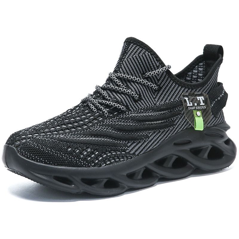 Men's Breathable Mesh Casual Sports Shoes Flyknit Cable Knit Sole plus Size Cross Border Running Shoes_vogvips.com