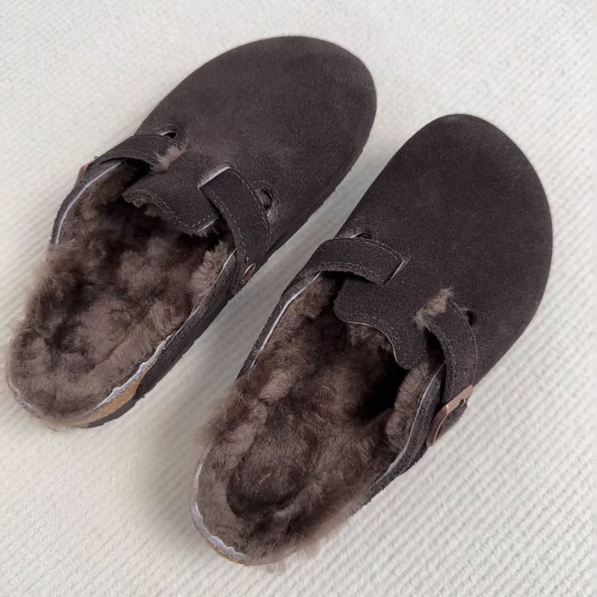 BK New Version Closed-Toe Fleece-Lined Women, Autumn And Winter Casual Half-Slip Thick-Soled Cotton Shoes_vogvips.com