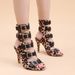 High-heeled Roman Sandals, Peep-toe Hollow-out Large-size Cross-border Foreign Trade Women's Shoes, Color-blocked_vogvips.com