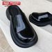 Simple Shiny Big Head Leather Slippers Men With Thick Sol Anti Slip For Summer Wear Height Increasing 5CM M Muller_vogvips.com