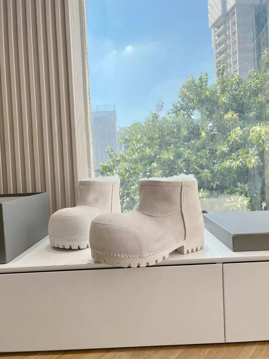 2025 New Solid Color Genuine Leather High Heel Fur Big Toe Thick Sole Fashion Winter Snow Boots_vogvips.com