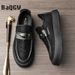 British Style Mens Fashion Leather Casual Spring Autumn Outdoor Office Slip-On Loafers Flat Skate Shoes Comfortable_vogvips.com