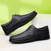 Round Head Leather Shoes Low-top Flat Shoes Retro Casual Shoes Men's Leather Shoes_vogvips.com