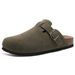 Shevalues Women's Suede Clogs Classic Slippers Leather Mules Men Cork Footbed Sandals Comf Beach Shoes With Arch_vogvips.com