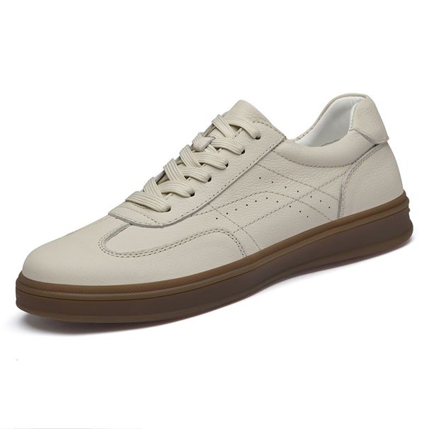 Leather Casual Shoes Little White Shoes Breathable Soft Sole First Layer Cowhide Men's Board Shoes Sports Hundred_vogvips.com