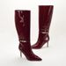 Foreign Trade US Original Large Size Wine Red Patent Leather Pointed Toe Stiletto Heel Belt Buckle Zipper High Tube_vogvips.com