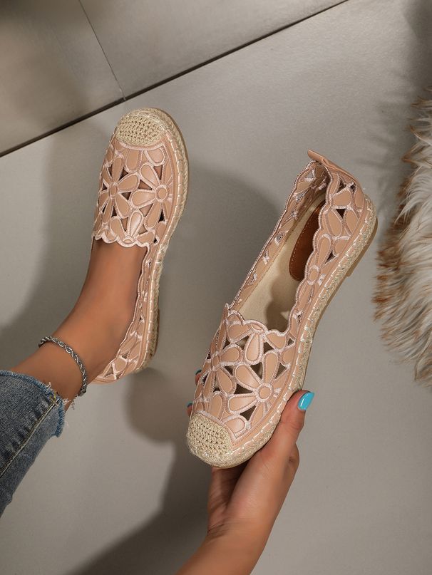 Women's Shoes Spring And Summer Leisure Vacation Style Round Head Fisherman Shoes Lightweight Flat Straw Women's Hollow Trend_vogvips.com