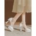 Women Elegant Satin Mary Jane Pump Chunky Heel Platform Shoe With Adjutable Strap For Wedding Special_vogvips.com