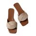 Summer Cross-strap Square-toed Fabric Slip-on , Foreign Trade Flat Beach For Women, Large Size Women's_vogvips.com